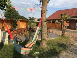 Hängematte, Palmen, Strandkorb